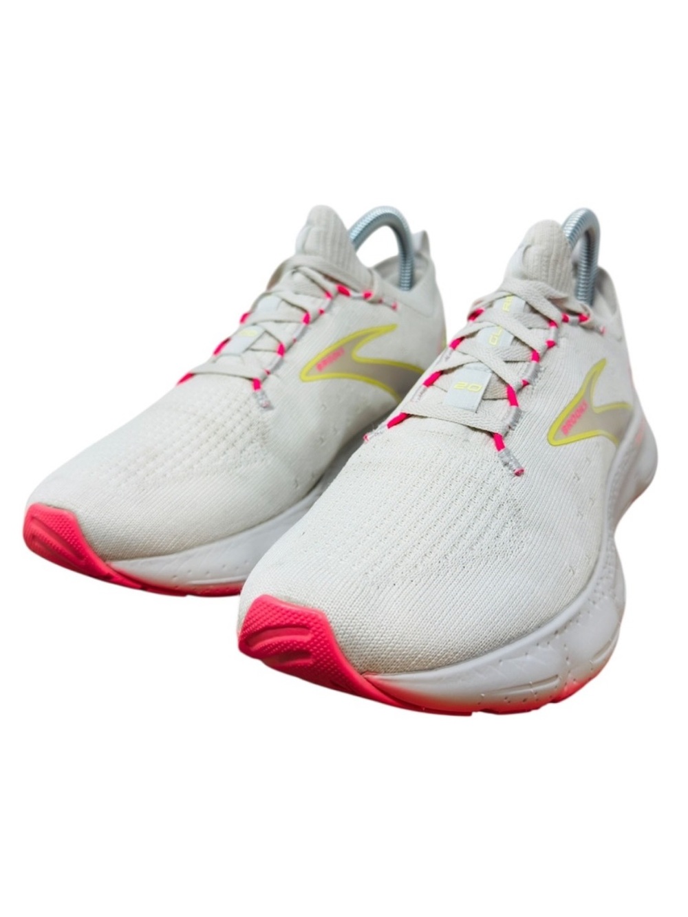 Brooks Glycerin Women's size 8 White & Pink Running Sneakers with Yellow Accents - Picture 8 of 12